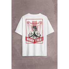 Kendim Seçtim Muay Thai Tiger Muaythai Kick Boks Boxing Uzak Doğu Sırt Ön Baskılı Oversize Tişört T-Shirt
