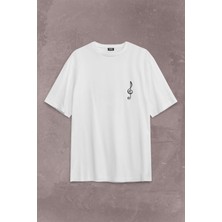 Kendim Seçtim Sol Anahtarı Gitar Guitar Saz Rock Caz Müzik Sırt Ön Baskılı Oversize Tişört T-Shirt