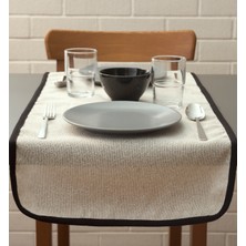 Massarelli Siyah Koton Biyeli Naturel Runner 40X140 cm
