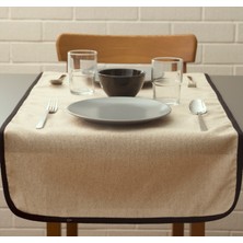 Massarelli Siyah Koton Biyeli Bej Runner 40X140 cm