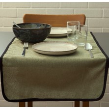 Massarelli Siyah Koton Biyeli Yeşil Runner 40X140 cm