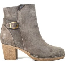 Beety 3001 Hakiki Deri Nubuk Vizon Kalın Topuklu Kadın Bot