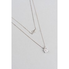 So CHIC Tektaş 18 Ayar Beyaz Altın Kaplama 45 Cm Gümüş Minimal Kolye