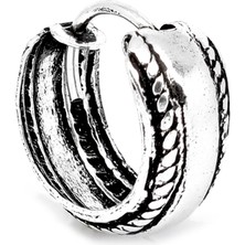 Altın Sepeti Şeritli Burgu Gümüş Erkek Küpesi