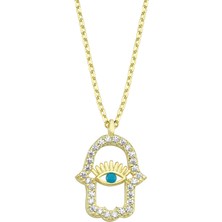 Altın Sepeti Gümüş Altın Kaplama Fatma Ana Gözlü Kolye