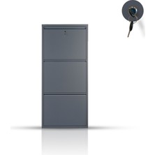 Ata Group Atagroup 3 Lü Kilitli  Antrasit Metal Ayakkabılık