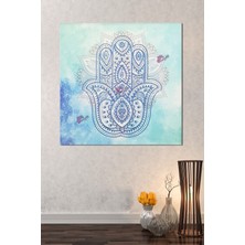 Morfil Sanat Atölyesi Fatımanın Eli Mavi Hat Kanvas Tablo