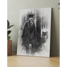 Morfil Sanat Atölyesi Atatürk Mustafa Kemal Karakalem Efektli Kanvas Tablo Okullara Işyerlerine Uygun  (8 Farklı Ölçü)