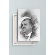 Morfil Sanat Atölyesi Recep Tayyip Erdoğan Başkan Erdoğan Karakalem Efektli Rte Kanvas Tablo (7 Farklı Ölçü)