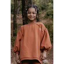Little Gusto Balon Kollu Sweat Çocuk Orenda Kiremit Organik Pamuk