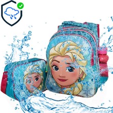 Masho Trend Mavi Frozen Elsa Sırt Çantası + Beslenme - Elsa Ilkokul Çantası Karlar Ülkesi Kız Çocuk Okul Çantası