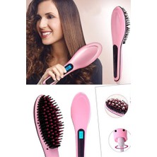 Aktif Market Elektrikli Saç Düzleştirici Tarak Fast Hair Straightener Pratik Pembe Saç Kurutma Tarağı