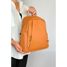 Just Polo Büyük Boy Günlük Kullanamına Uygun 9 Bölmeli Taba Kadın Sırt Çantası 4040