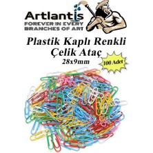 Ataç Renkli Metal Plastik Kaplama 100 Adet Orta Boy 1 Paket Ataş Okul Ofis Belge Düzenleme Paslanmaz Kaplamalı