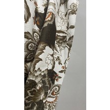 Jwk Home Haki Bahar Çiçekleri Dijital Baskılı Jakar Versace Zemin Kuş Gözü Fon Perde