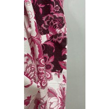 Jwk Home Fuşya Bahar Çiçekleri Dijital Baskılı Jakar Versace Zemin Ekstrafor Büzgülü Fon Perde