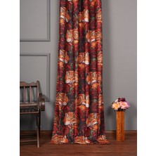 Jwk Home Tilki ve Gül Dijital Baskılı Jakar Zemin Ekstrafor Büzgülü Fon Perde