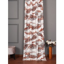 Jwk Home Kahverengi Suluboya Dijital Baskılı Jakar Versace Zemin Ekstrafor Büzgülü Fon Perde