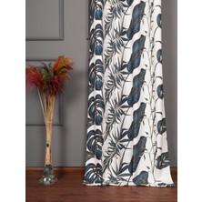 Jwk Home Petrol Mavisi Starliçe Desen Dijital Baskılı Jakar Zemin Ekstrafor Büzgülü Fon Perde