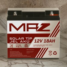 Maz Akü 12 Volt 18 Amper (Ah) Solar Jel Akü (Güneş Paneli Akü)