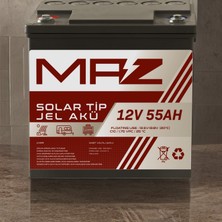 Maz Akü 12 Volt 55 Amper (Ah) Solar Jel Akü (Güneş Paneli Akü)