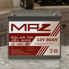 Maz Akü 12 Volt 90 Amper (Ah) Solar Jel Akü (Güneş Paneli Akü)