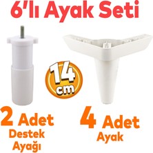 Badem10 Aspen 6'lı Set Mobilya Tv Ünitesi Çekyat Koltuk Kanepe Baza Destek Ayağı Ayakları 14 Cm Beyaz M8