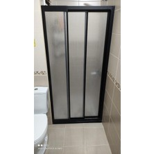 Nokta Duşakabin 90 cm Teknesiz Duşakabin Siyah Profil Plastik Camlı