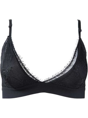 Herita Athena Siyah Ligne Dantelli Bralet