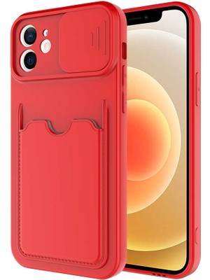 Heptek İletişim Apple  Apple iPhone 12 Kılıf Cüzdan Slayt Sürgülü Kamera Korumalı Kartllıklı Bölmeli Silikon Kapak (Kartix)