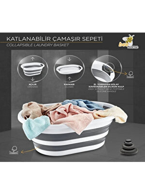 Bee Home Çok Amaçlı Katlanır Sepet AK-727 Çamaşır Sepeti Oyuncak Sepeti 35 Lt