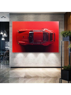 SML Tablo Kırmızı Porsche Klasik Araba Efsane Kanvas Tablo