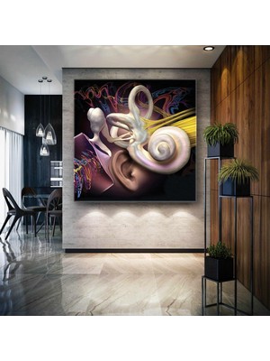 SML Tablo Kulak Anatomisi Ear Duyma Kulak Burun Boğaz Ent Kanvas Tablo