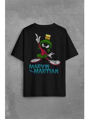 Kendim Seçtim Marvin The Martian Marslı Marvin Çizgi Film Sırt Ön Baskılı Oversize Tişört T-Shirt