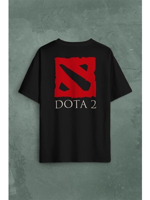 Kendim Seçtim Dota2 Dota 2 Is A Multıplayer Actıve Rts Game Sırt Ön Baskılı Oversize Tişört T-Shirt