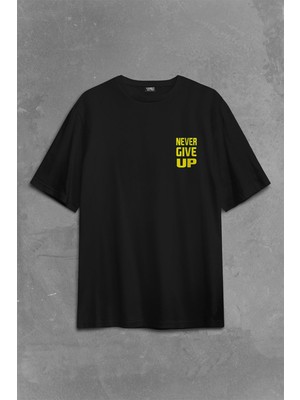 Kendim Seçtim John Cena Wwe Logo Never Give Up Amerikan Güreşi Sırt Ön Baskılı Oversize Tişört T-Shirt