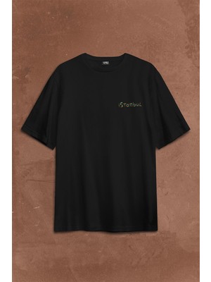 Kendim Seçtim Istanbul Galata Konstantinopolis Osmanlı Sırt Ön Baskılı Oversize Tişört T-Shirt