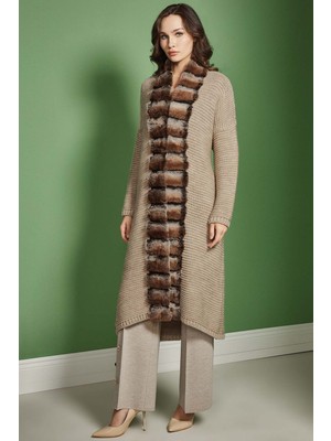 Guitar Kürklü Bej Hırka