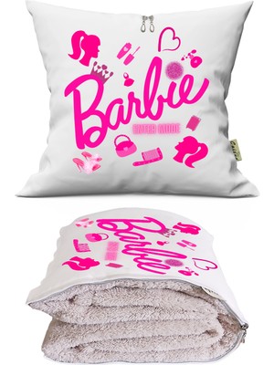Caisya Home Barbie Girl Enter Mode Baskılı Tv Battaniyeli Opsiyonel Dekoratif Kırlent Yastık