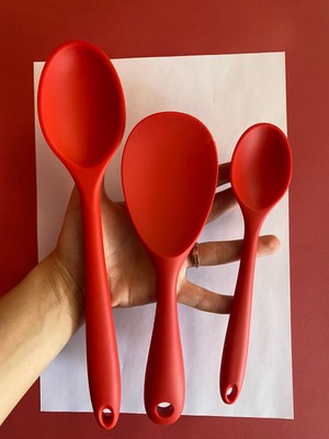 Multiamo Sert Uçlu Isıya Dayanıklı Silikon Uzun Kaşık 28 cm / Kısa Kaşık 22 cm / Kısa Derin Kaşık 20 cm