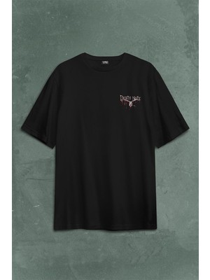 Kendim Seçtim Death Note Oyun Ölüm Notu Sırt Ön Baskılı Oversize Tişört T-Shirt
