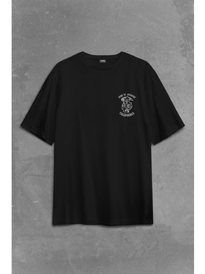 Kendim Seçtim Sons Of Anarchy Redwood Anarşi Eylem Sırt Ön Baskılı Oversize Tişört T-Shirt