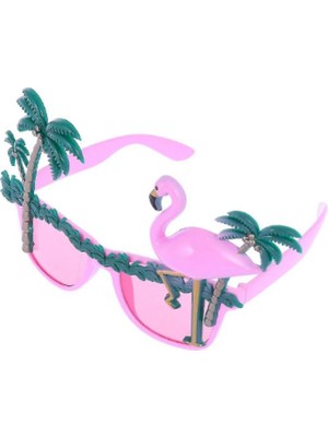 Pandoli Tropical Yaza Merhaba Hawaian Pembe Renk Ananas Flamingo Temalı Parti Gözlüğü