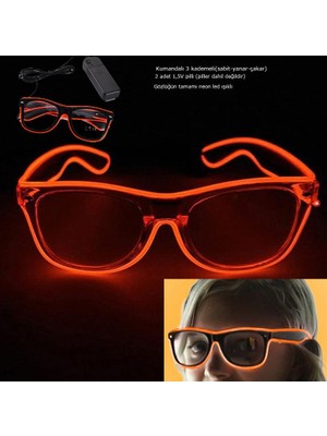 Pandoli 105 cm Kablo Kumandalı Neon Çepeçevre LED Işıklı Parti Gözlüğü Turuncu Renk 1 Adet Hawaretrohallow