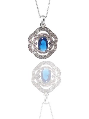 Neva Jewelry Safir Taşlı Çiçek Kolye