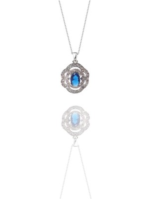 Neva Jewelry Safir Taşlı Çiçek Kolye