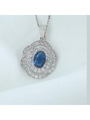 Neva Jewelry Safir Taşlı Çiçek Kolye