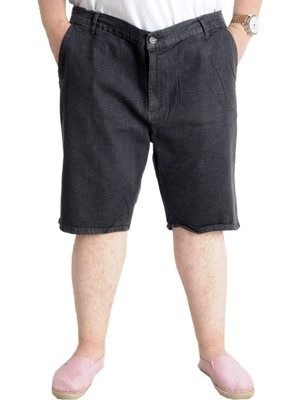ModeXL  Büyük Beden Erkek Kot Şort Yan Cepli New Armına 23806 Siyah
