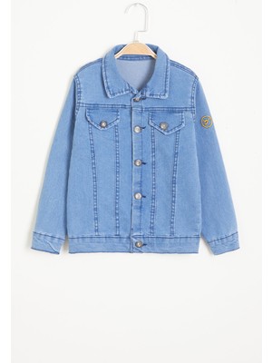 Wikiland Mavi Düğmeli Erkek Çocuk Jean Ceket Rahat Kullanım İçin Şık Tasarım 10 - 11 Yaş