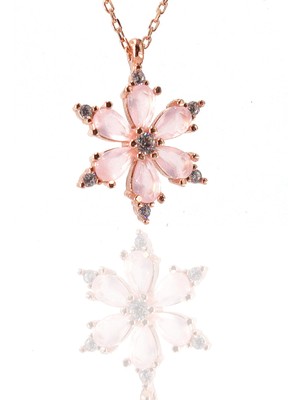 Neva Jewelry 925 Ayar Favori Açık Pembe Lotus Çiçeği Modelli Gümüş Kolye